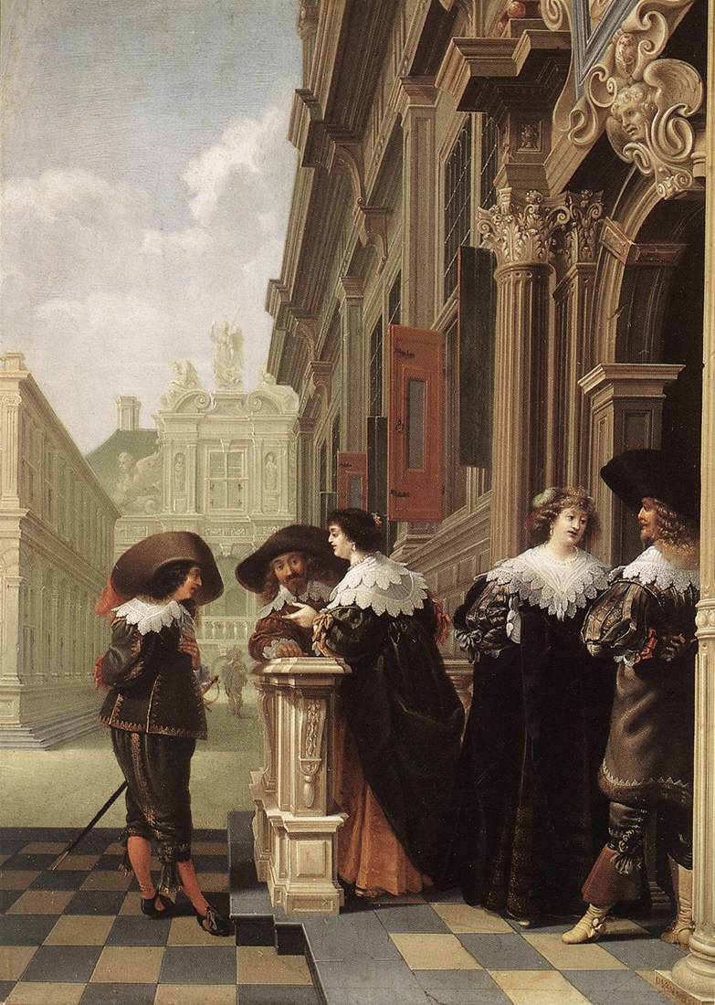 Dirck_van_Delen_-_Conversation_outside_a_Castle